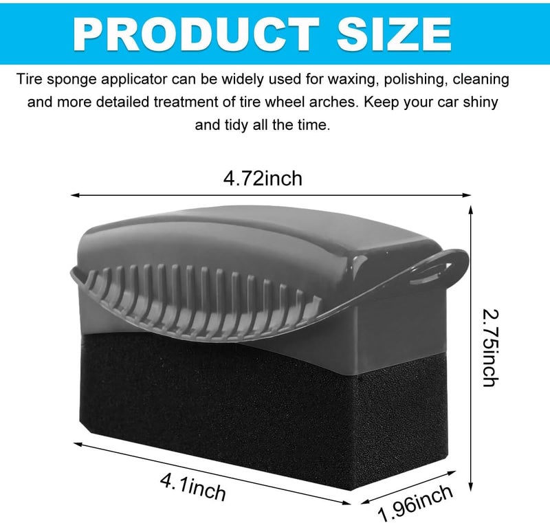 Yourkar 2 PCS Tire Shine Applicator, Flat Dressing Waxing Sponge Pads With Lid Cover, Reusable Polishing Cleaning Foam Applicators With Rectangular Box, Car Accessories (Gray) - Image 2